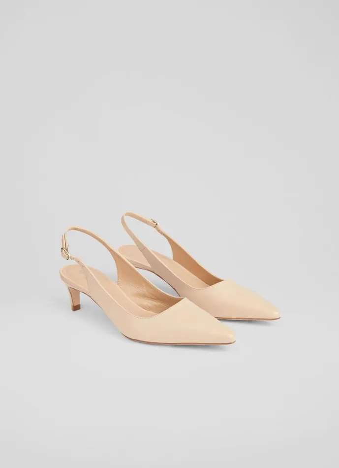 Women Alyssa Cream Leather Kitten Heel Slingbacks Light Brown LKBennett Court Shoes Women Alyssa Cream Leather Kitten Heel Slingbacks Light Brown LKBennett Court Shoes