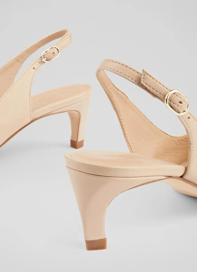 Women Alyssa Cream Leather Kitten Heel Slingbacks Light Brown LKBennett Court Shoes Women Alyssa Cream Leather Kitten Heel Slingbacks Light Brown LKBennett Court Shoes
