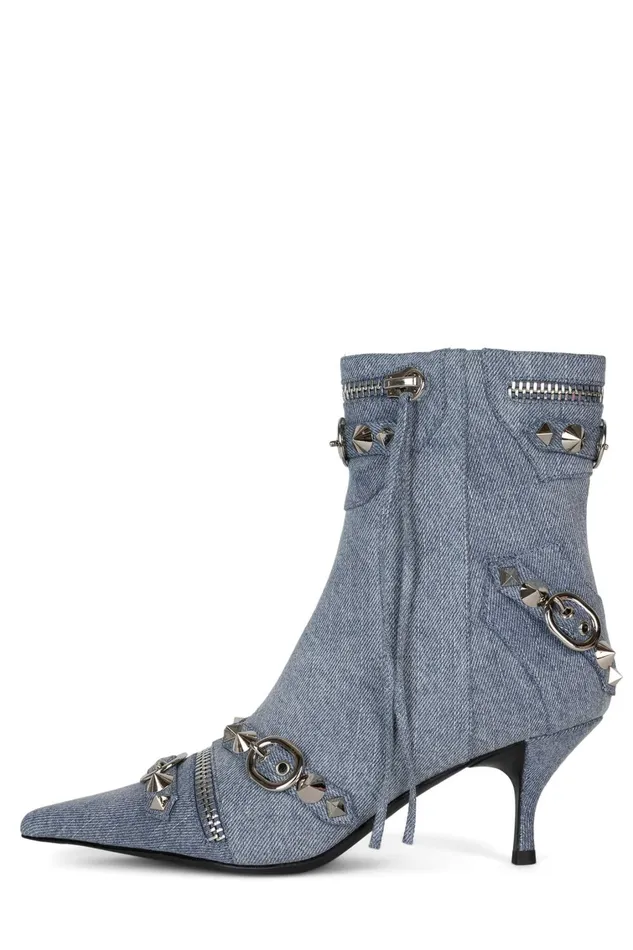 Women Ankle To Mid Jeffrey Campbell ALTROCK Blue Denim Silver