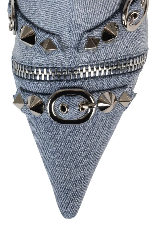 Women Ankle To Mid Jeffrey Campbell ALTROCK Blue Denim Silver