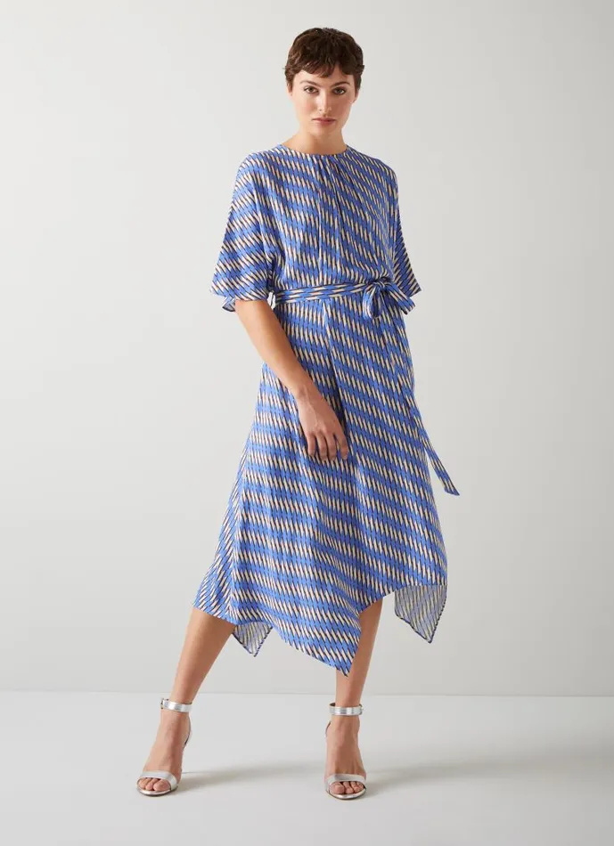 Women Anni Blue Geometric Print Handkerchief Hem Dress Multi LKBennett Dresses