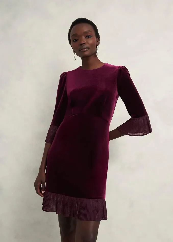 Women Ashley Velvet Dress Warm Plum Hobbs Dresses and Jumpsuits