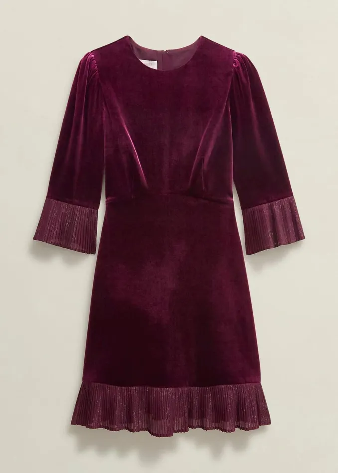 Women Ashley Velvet Dress Warm Plum Hobbs Dresses and Jumpsuits