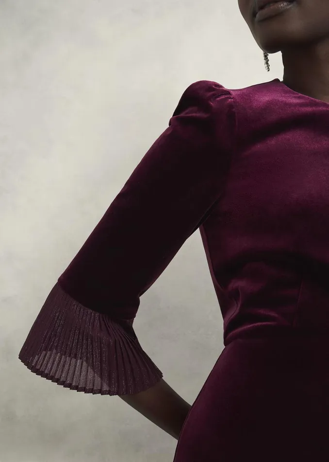 Women Ashley Velvet Dress Warm Plum Hobbs Dresses and Jumpsuits