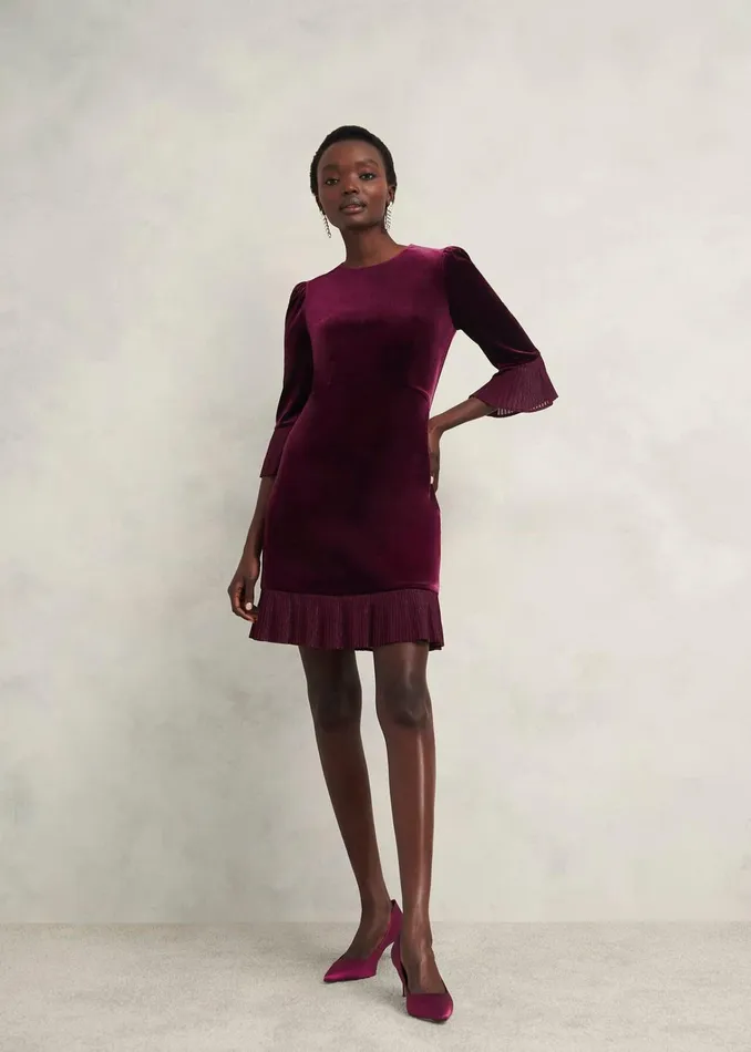 Women Ashley Velvet Dress Warm Plum Hobbs Dresses and Jumpsuits