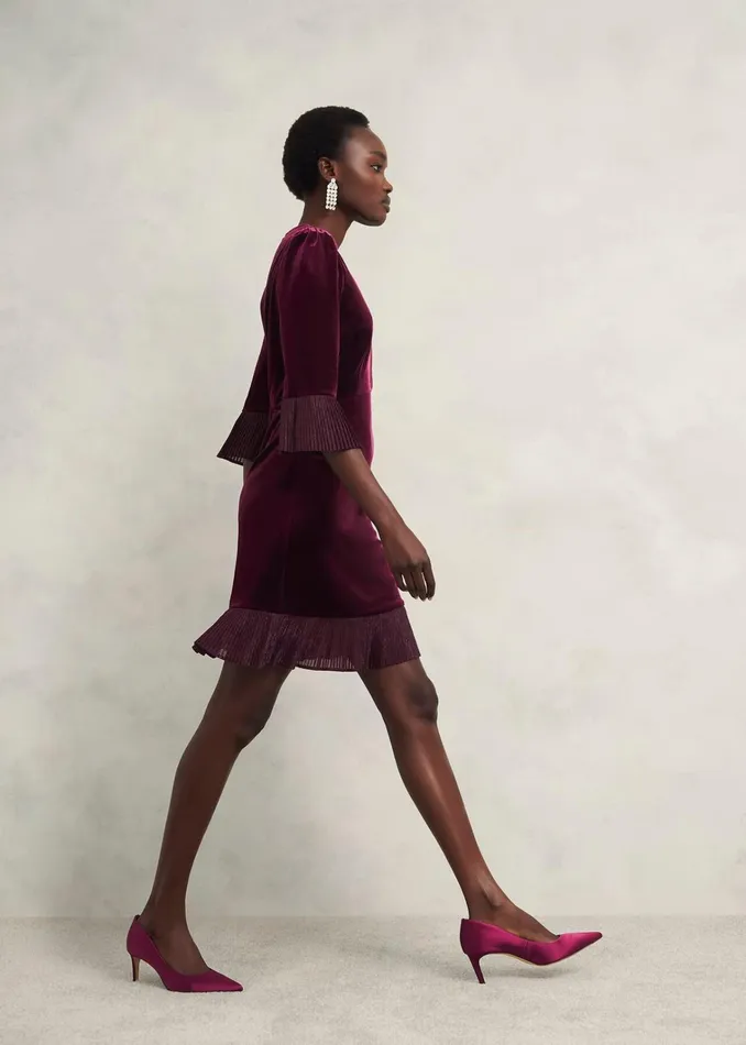 Women Ashley Velvet Dress Warm Plum Hobbs Dresses and Jumpsuits