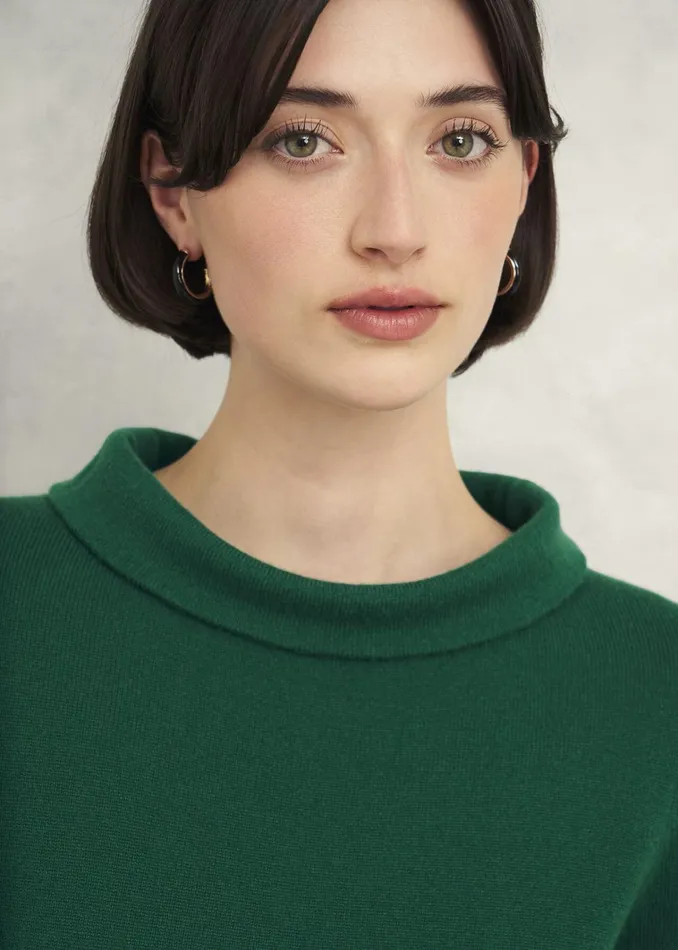 Women Audrey Wool Cashmere Jumper Agate Green Hobbs Jumpers and Cardigans