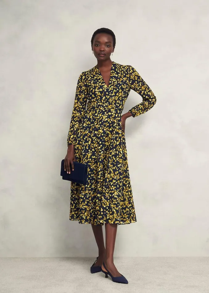 Women Aurora Dress Navy Yellow Hobbs Dresses and Jumpsuits