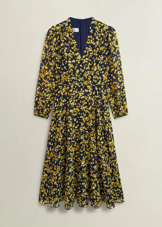 Women Aurora Dress Navy Yellow Hobbs Dresses and Jumpsuits