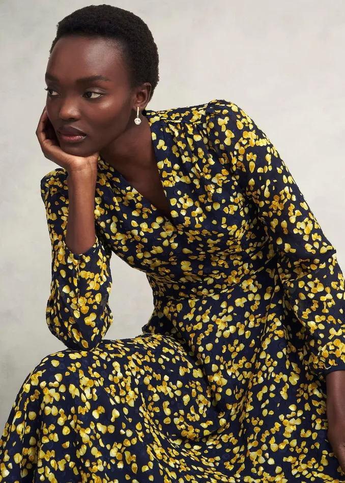 Women Aurora Dress Navy Yellow Hobbs Dresses and Jumpsuits