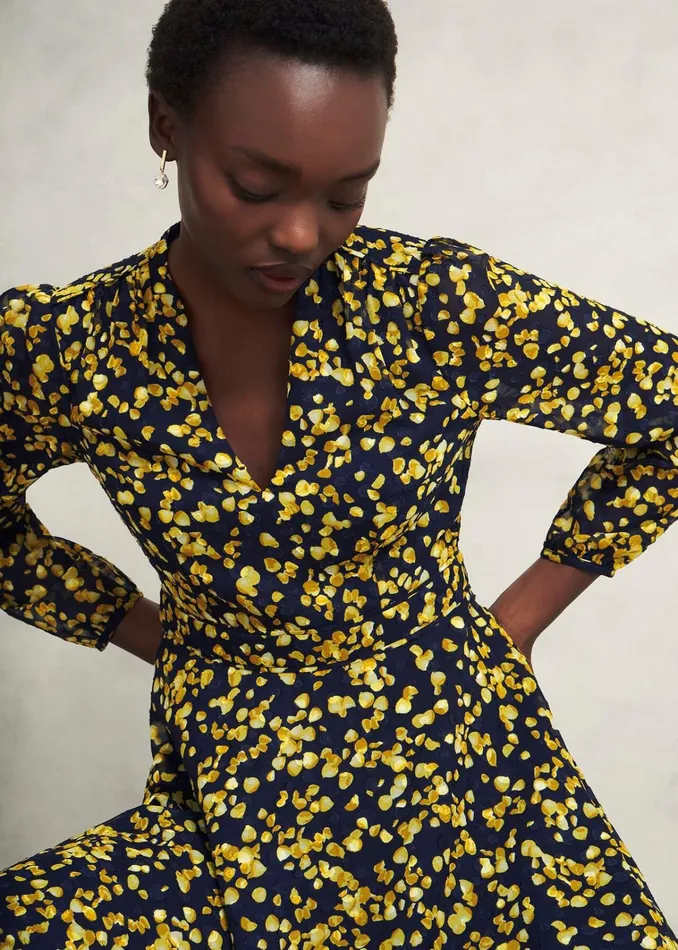 Women Aurora Dress Navy Yellow Hobbs Dresses and Jumpsuits