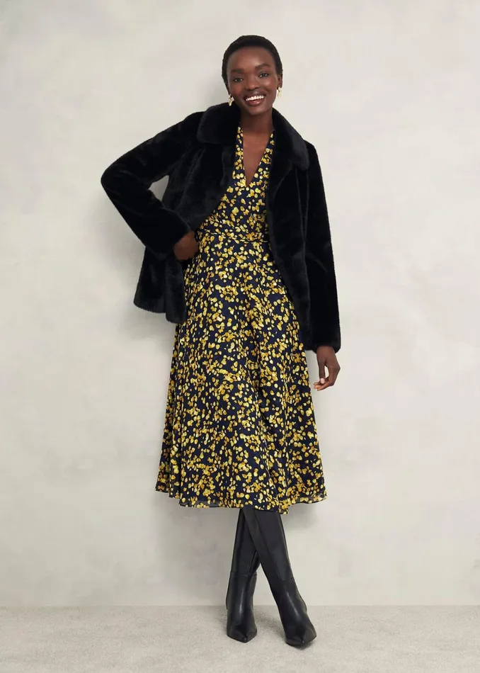 Women Aurora Dress Navy Yellow Hobbs Dresses and Jumpsuits
