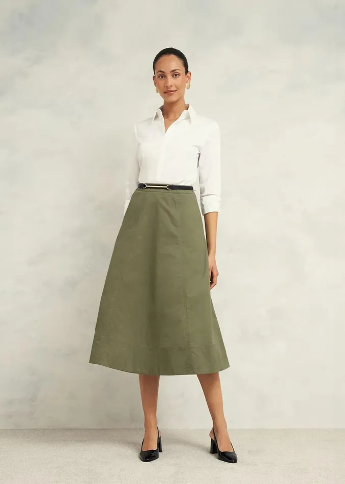 Women Avril Cotton Skirt Sage Green Hobbs Skirts