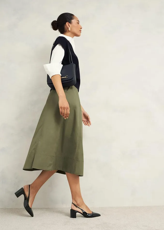 Women Avril Cotton Skirt Sage Green Hobbs Skirts