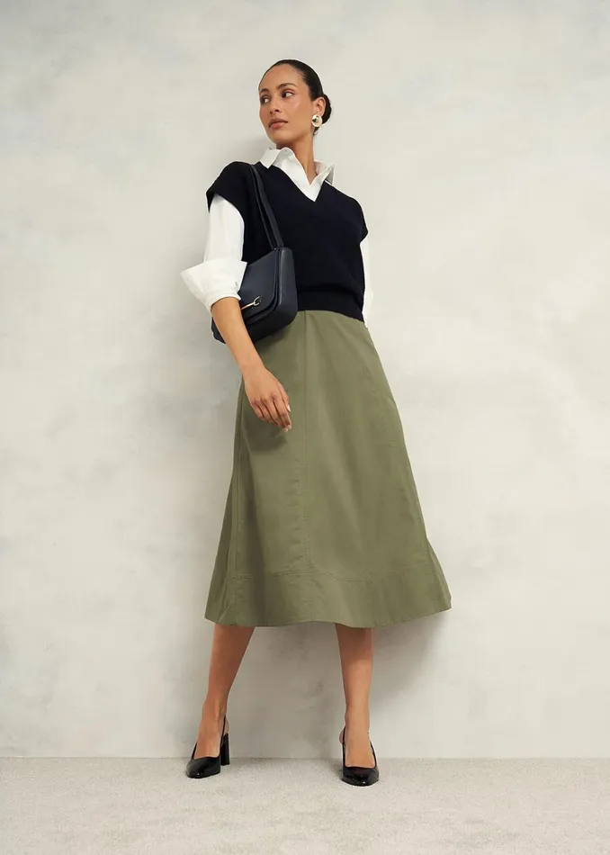 Women Avril Cotton Skirt Sage Green Hobbs Skirts