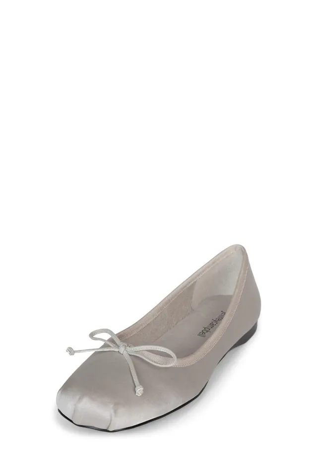 Women Ballet Flats Jeffrey Campbell TUTU Light Grey Satin