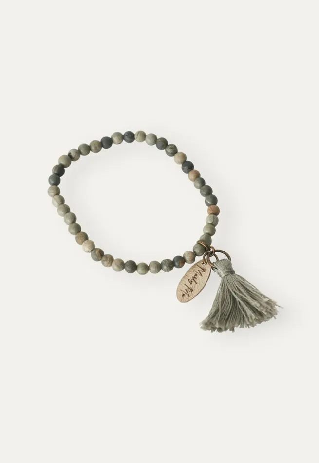 Women Bead Bracelet Silverleaf Jasper Poetry Fashion Jewellery