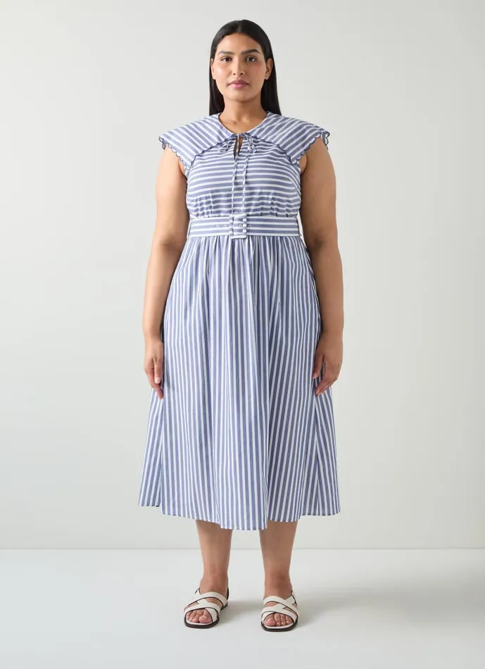 Women Beau Blue And Cream Striped Cotton Sun Dress Navy Cream LKBennett Dresses Women Beau Blue And Cream Striped Cotton Sun Dress Navy Cream LKBennett Dresses