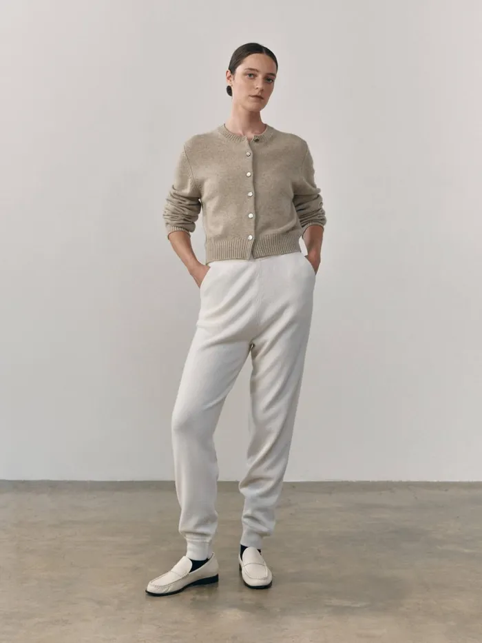 Women Begg X Co Cardigans Hepburn Golfer Cashmere Cardigan Natural Melange