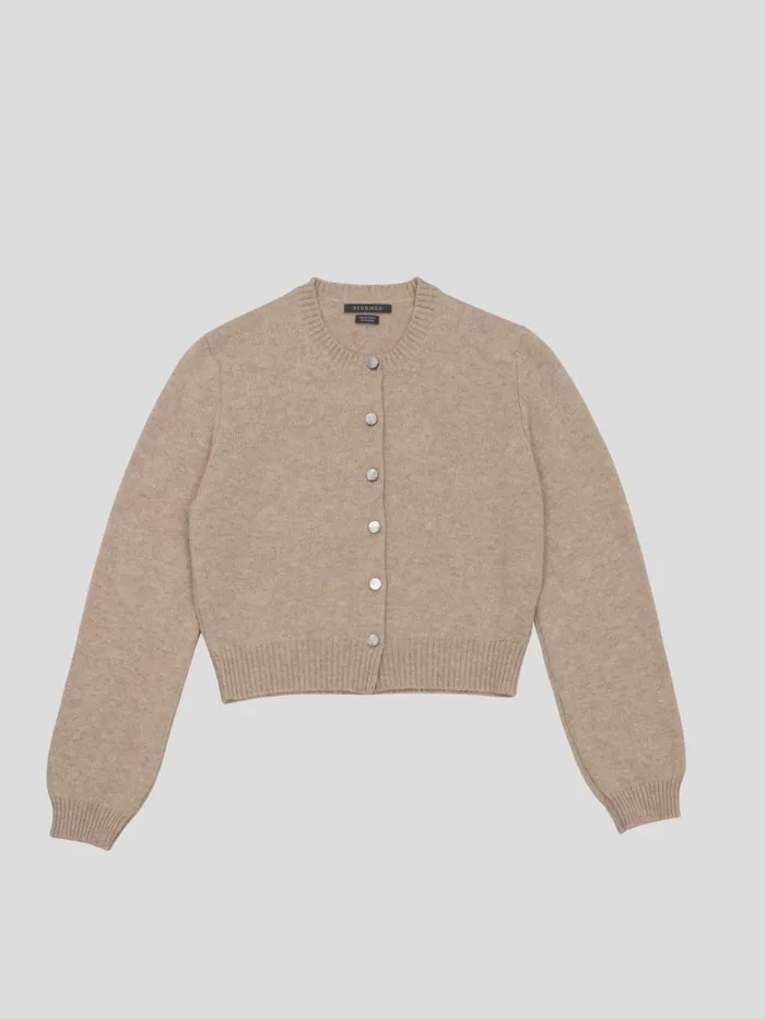 Women Begg X Co Cardigans Hepburn Golfer Cashmere Cardigan Natural Melange