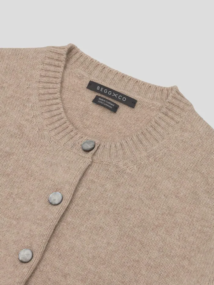 Women Begg X Co Cardigans Hepburn Golfer Cashmere Cardigan Natural Melange