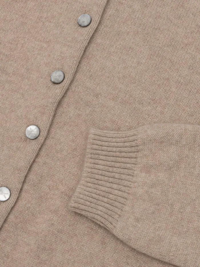 Women Begg X Co Cardigans Hepburn Golfer Cashmere Cardigan Natural Melange
