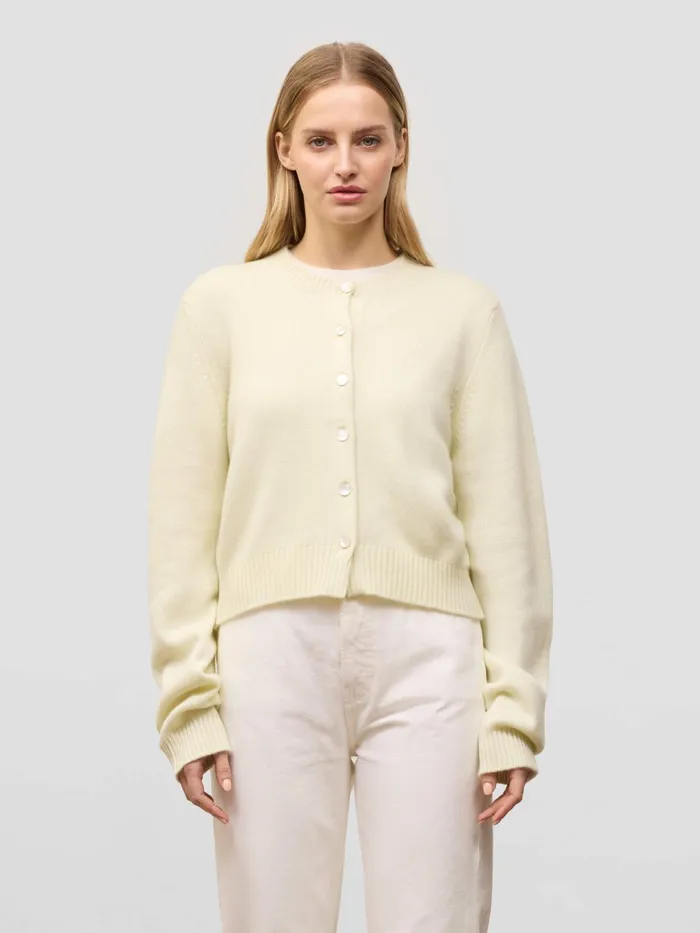 Women Begg X Co Cardigans Hepburn Golfer Cashmere Cardigan White Tea