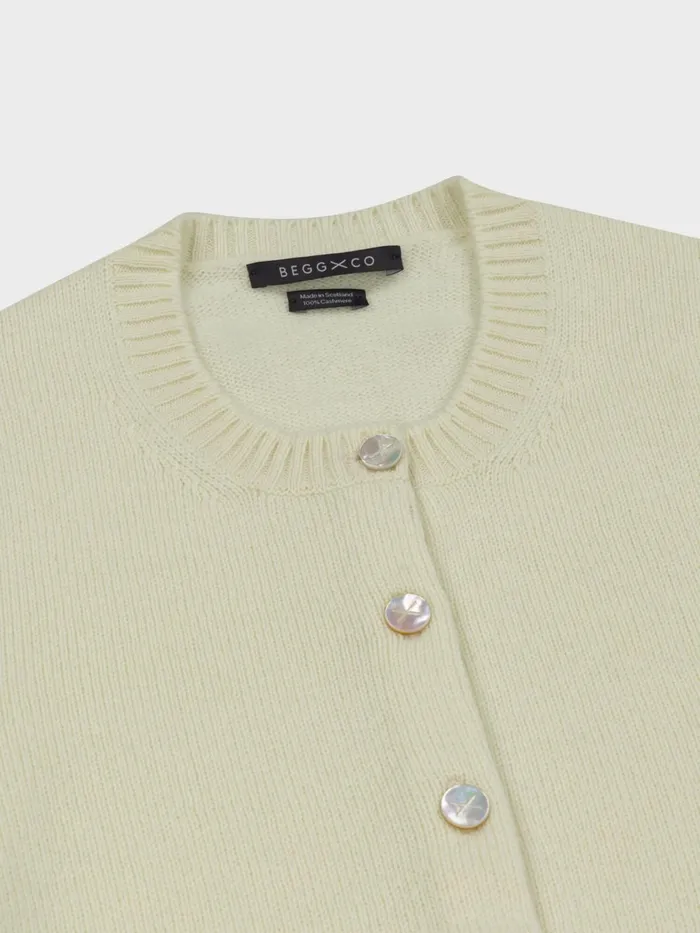 Women Begg X Co Cardigans Hepburn Golfer Cashmere Cardigan White Tea