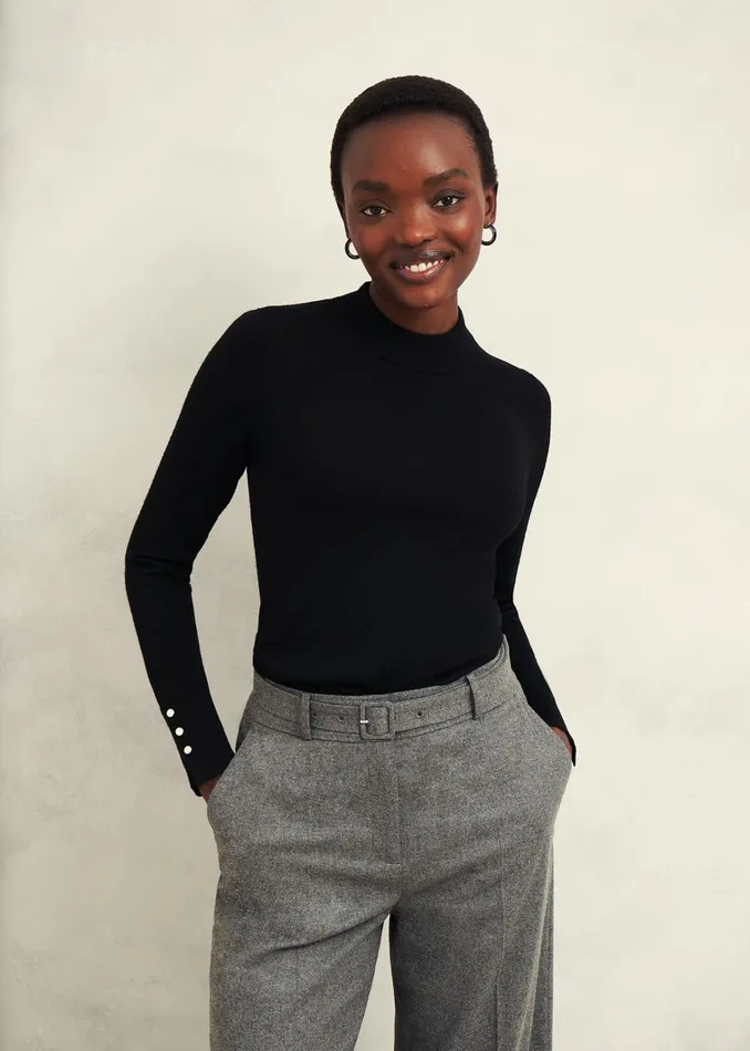 Women Bella Merino Wool Jumper Black Hobbs Jumpers and Cardigans