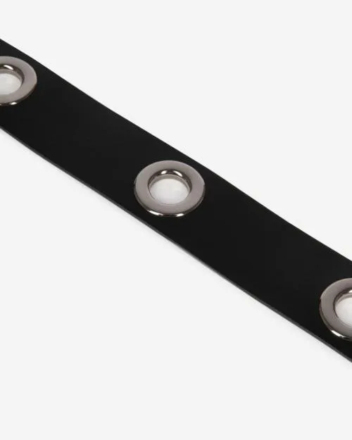 Women Belts The Kooples Wide Black Leather Belt With Eyelets Black