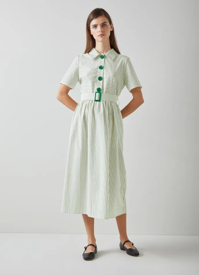Women Bextor Cream And Green Stripe Italian ViscoseCotton Dress Green Cream LKBennett Dresses Women Bextor Cream And Green Stripe Italian ViscoseCotton Dress Green Cream LKBennett Dresses
