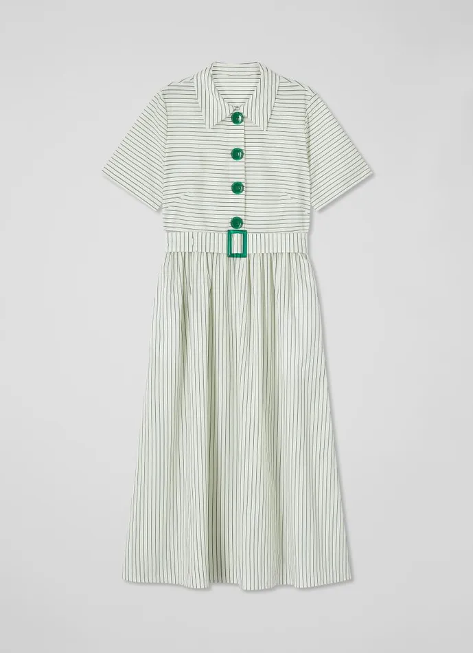 Women Bextor Cream And Green Stripe Italian ViscoseCotton Dress Green Cream LKBennett Dresses Women Bextor Cream And Green Stripe Italian ViscoseCotton Dress Green Cream LKBennett Dresses