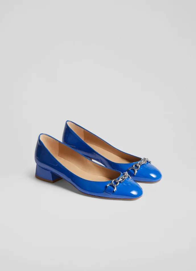 Women Blakely Blue Patent Snaffle Pumps Marine LKBennett Flats