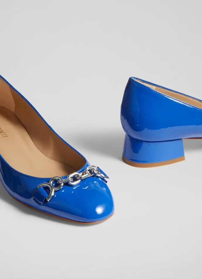 Women Blakely Blue Patent Snaffle Pumps Marine LKBennett Flats