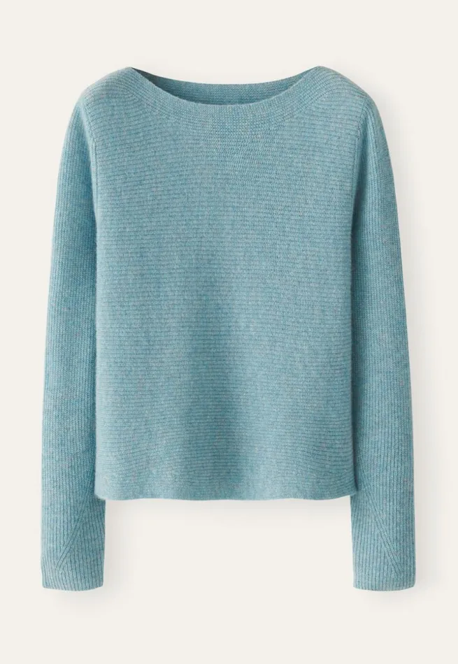 Women Boatneck Sweater Aqua Poetry Fashion Sweaters