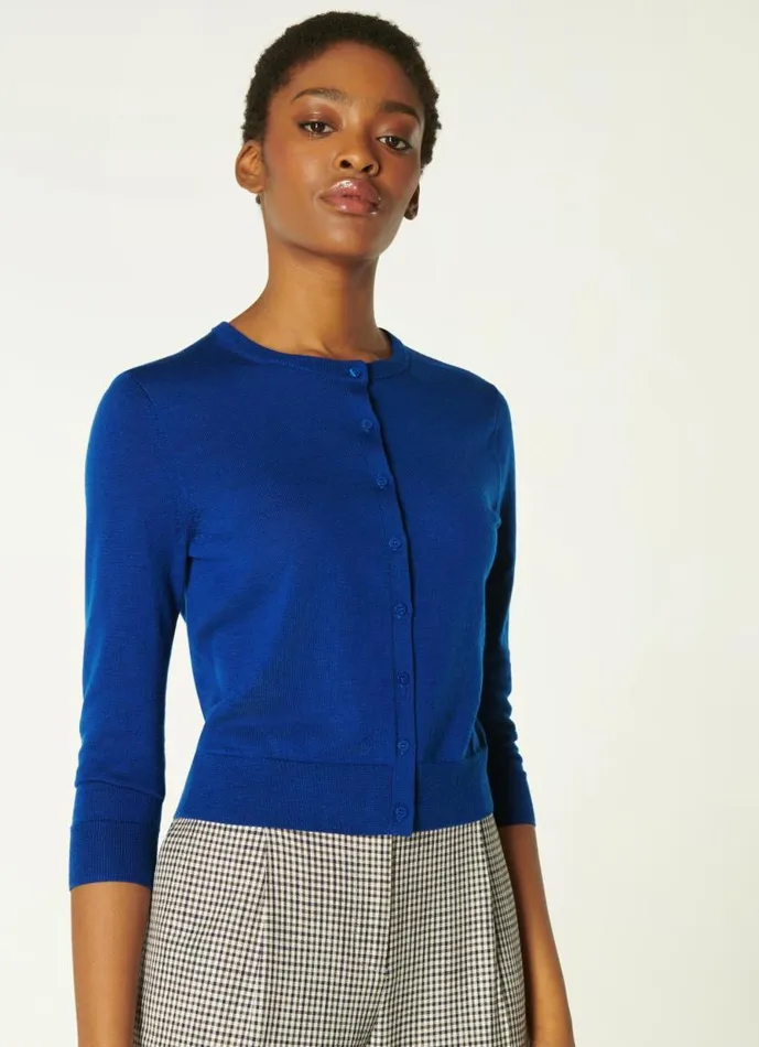 Women Bonnie Cobalt Blue Crew Neck Cardigan Cobalt LKBennett Tops
