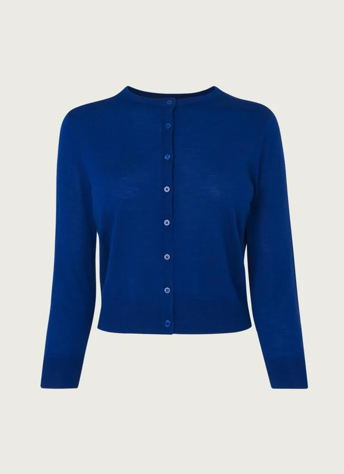 Women Bonnie Cobalt Blue Crew Neck Cardigan Cobalt LKBennett Tops Women Bonnie Cobalt Blue Crew Neck Cardigan Cobalt LKBennett Tops