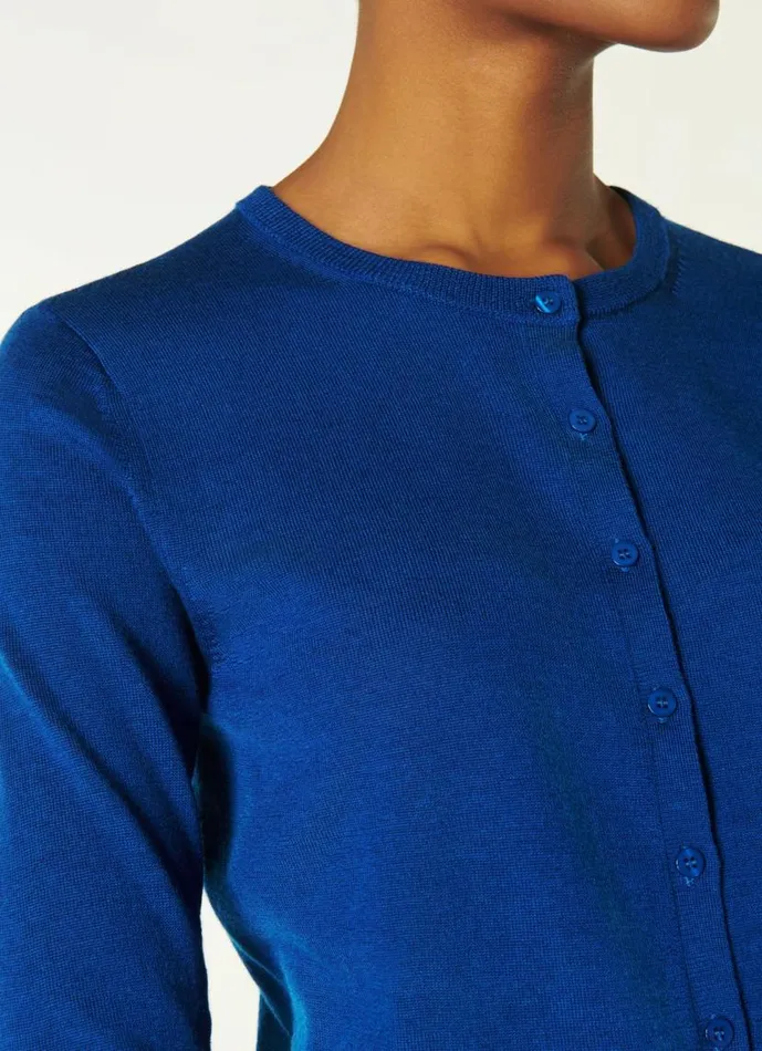 Women Bonnie Cobalt Blue Crew Neck Cardigan Cobalt LKBennett Tops Women Bonnie Cobalt Blue Crew Neck Cardigan Cobalt LKBennett Tops