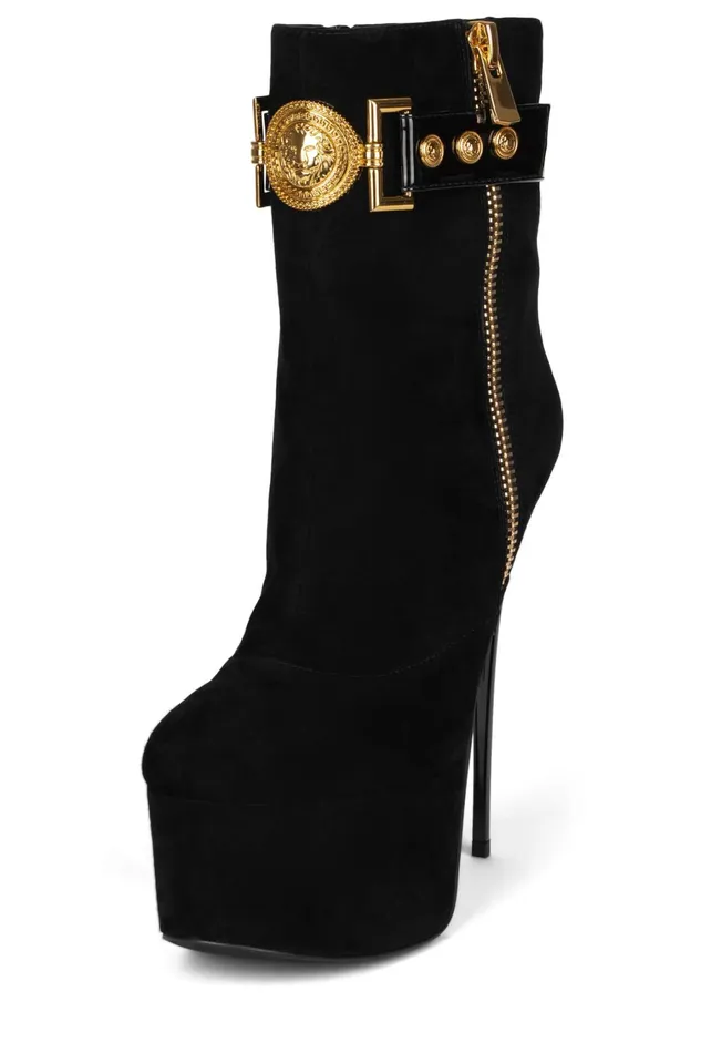 Women Boot Jeffrey Campbell LEOLADY Red Suede Gold