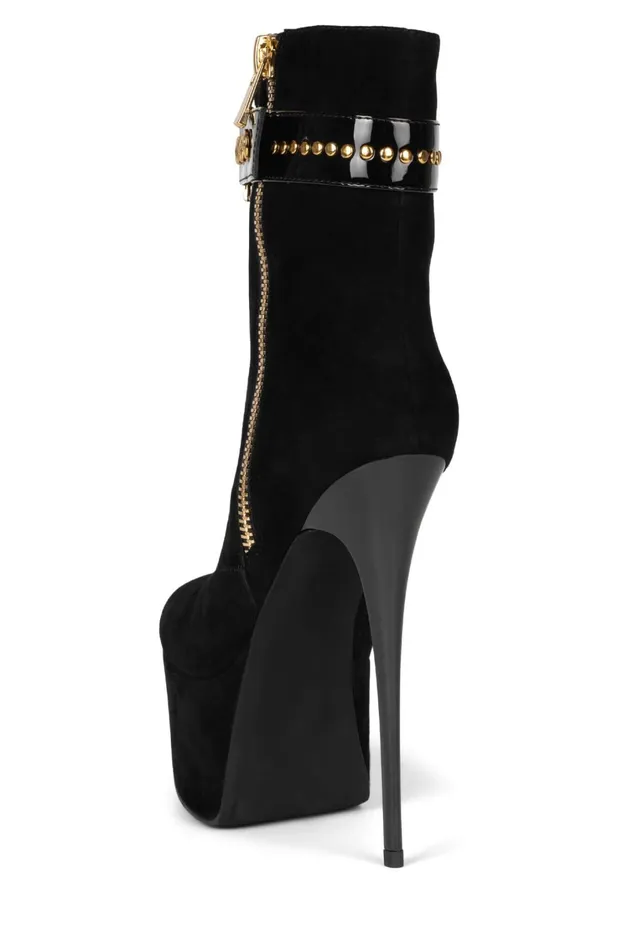 Women Boot Jeffrey Campbell LEOLADY Red Suede Gold