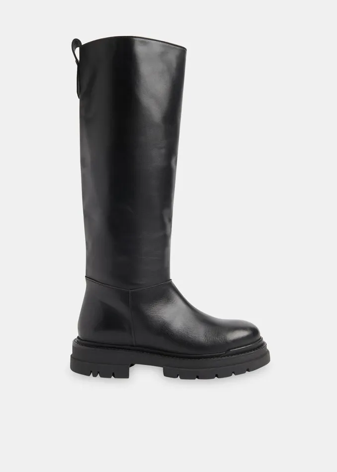Women Boots Whistles Black Maceo Lug Sole Knee High Boot