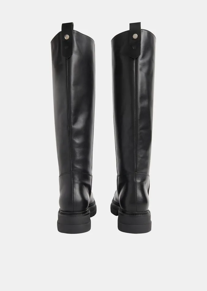 Women Boots Whistles Black Maceo Lug Sole Knee High Boot