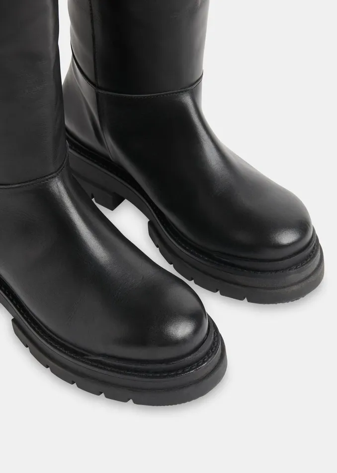 Women Boots Whistles Black Maceo Lug Sole Knee High Boot