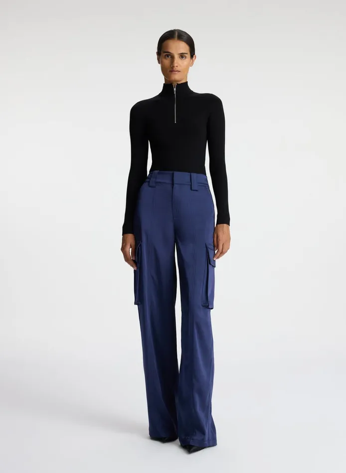 Women Bottoms ALC Bryan Satin Cargo Pant Evening Blue