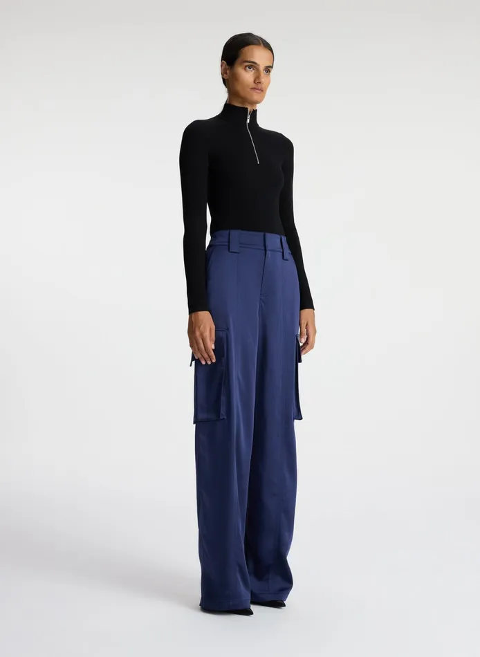Women Bottoms ALC Bryan Satin Cargo Pant Evening Blue
