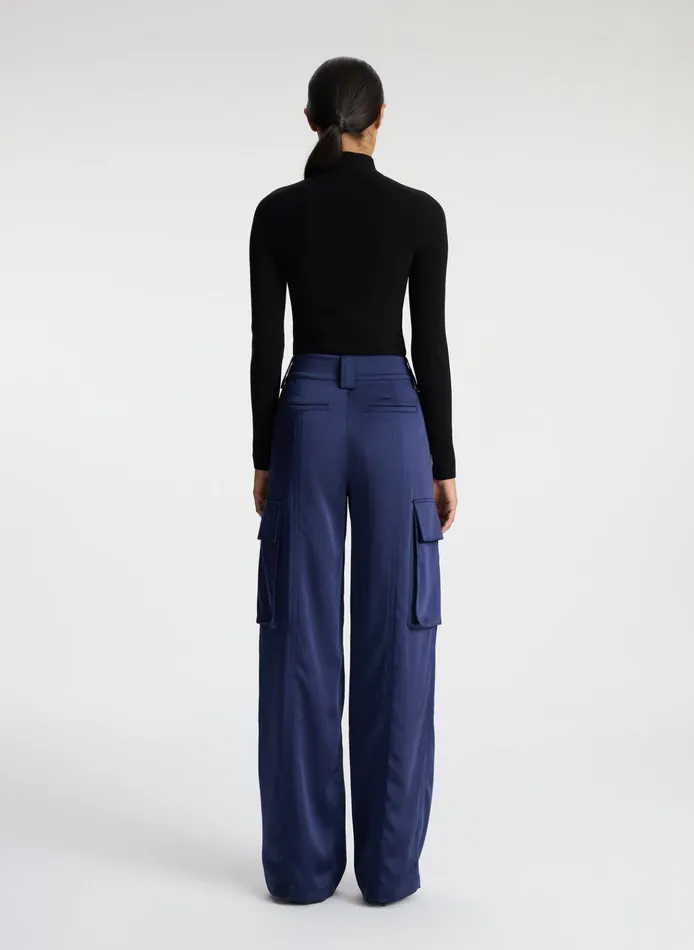 Women Bottoms ALC Bryan Satin Cargo Pant Evening Blue