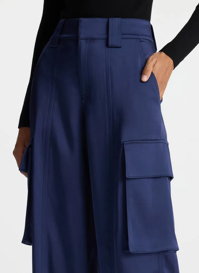 Women Bottoms ALC Bryan Satin Cargo Pant Evening Blue