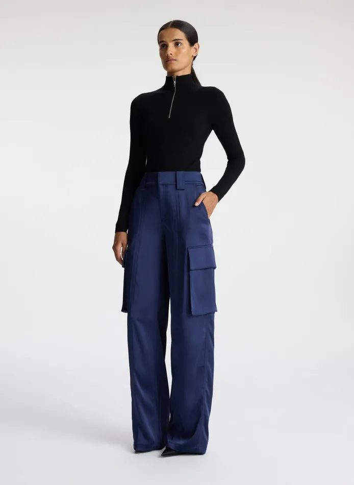 Women Bottoms ALC Bryan Satin Cargo Pant Evening Blue