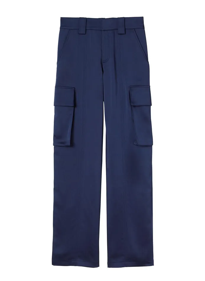 Women Bottoms ALC Bryan Satin Cargo Pant Evening Blue