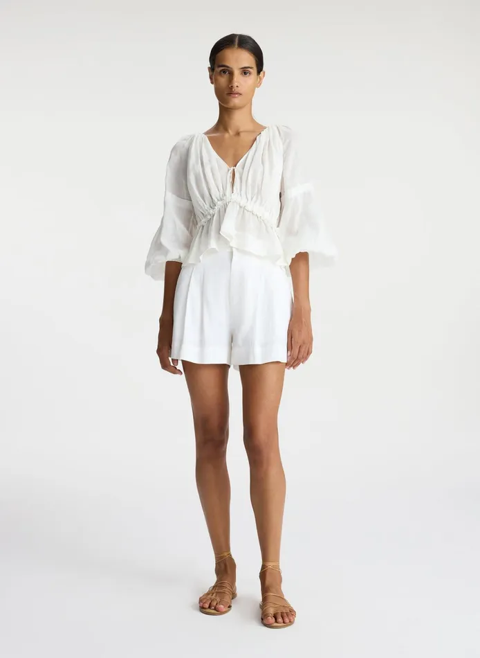 Women Bottoms ALC Mateo Stretch Linen Short Ecru